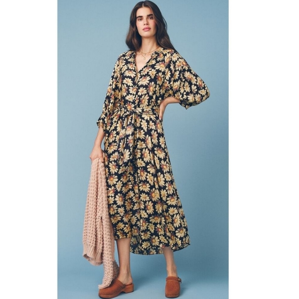the GREAT. herd dress in frosted winter floral, sz 0 ( xsmall )